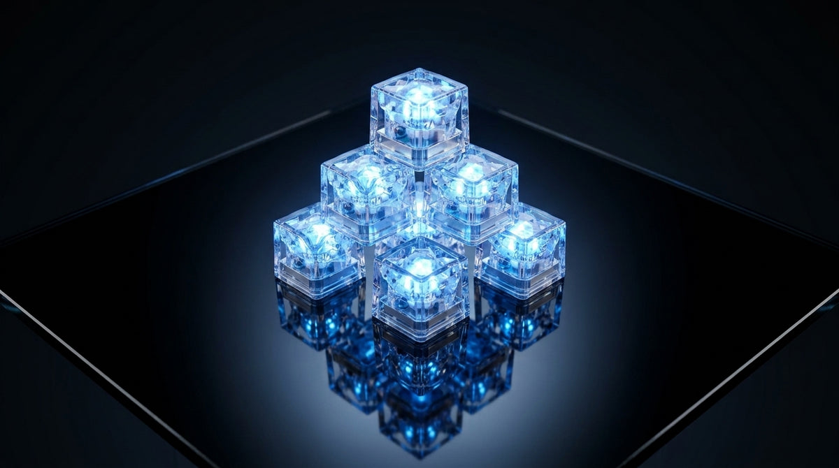 LED Light Up Glowing Cube for Drinks - Blue 6pc set-10