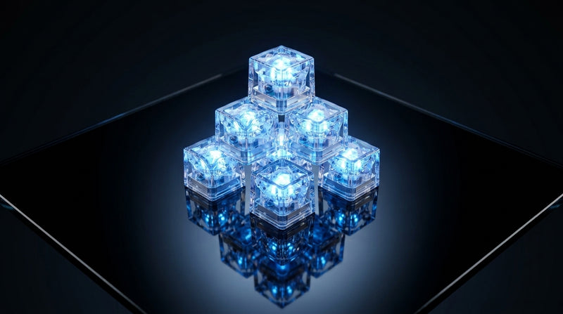 LED Light Up Glowing Cube for Drinks - Blue 6pc set-10