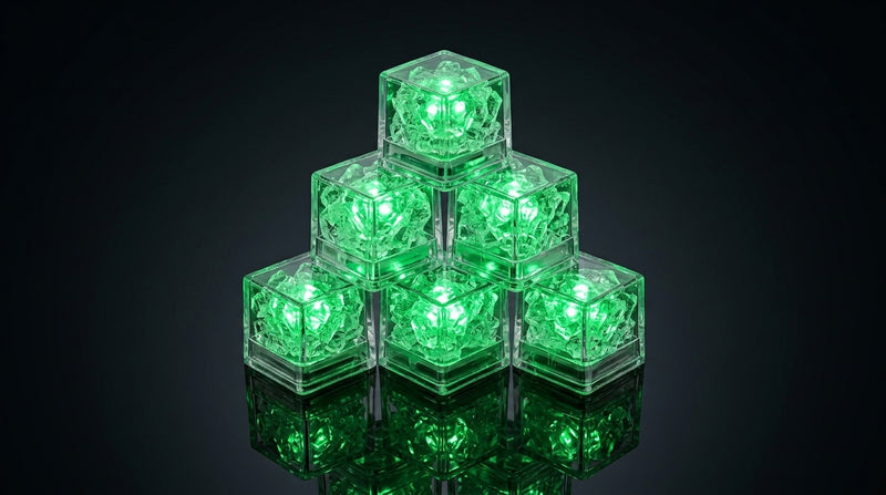 LED Light Up Glowing Cube for Drinks - Green 6pc set-3