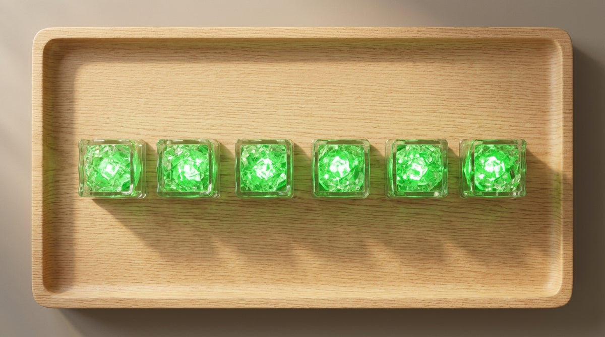 LED Light Up Glowing Cube for Drinks - Green 6pc set-5