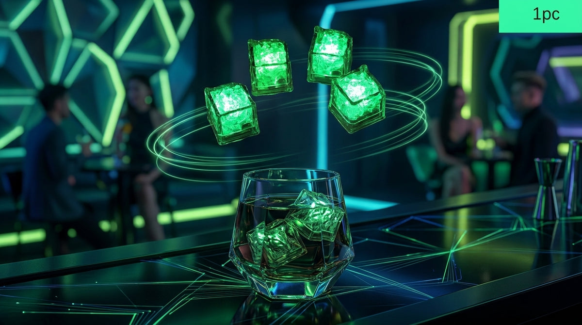 LED Light Up Glowing Cube for Drinks - Green 6pc set-7