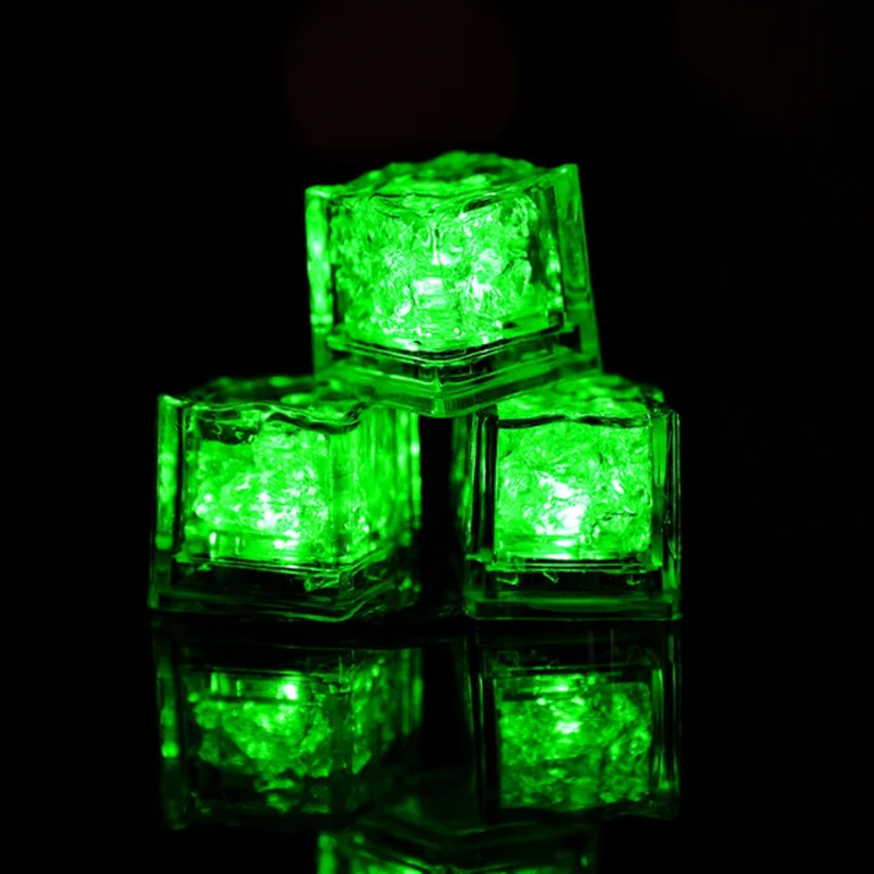 LED Light Up Glowing Cube for Drinks - Green 6pc set-9