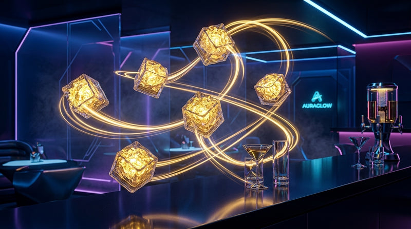 LED Light Up Glowing Cube for Drinks - Yellow 6pc set-5