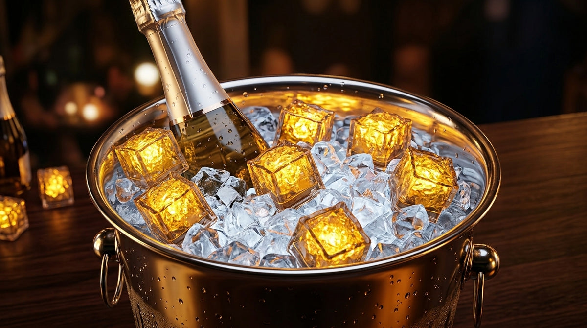 LED Light Up Glowing Cube for Drinks - Yellow 6pc set-3