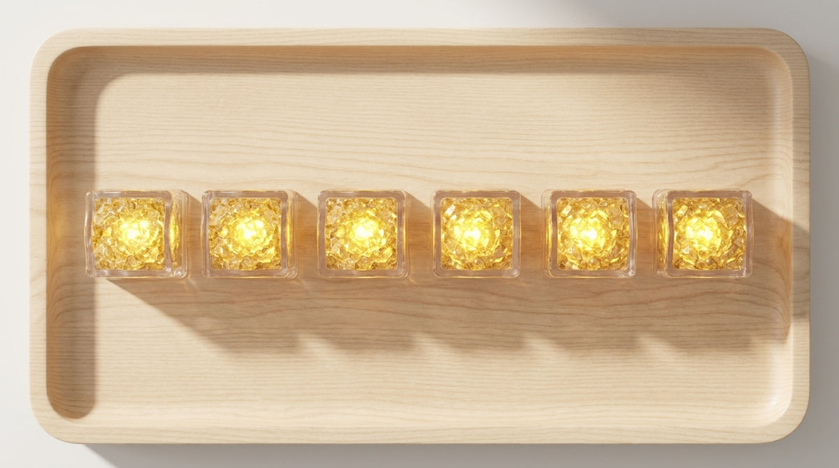 LED Light Up Glowing Cube for Drinks - Yellow 6pc set-6