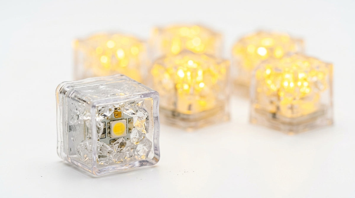 LED Light Up Glowing Cube for Drinks - Yellow 6pc set-7