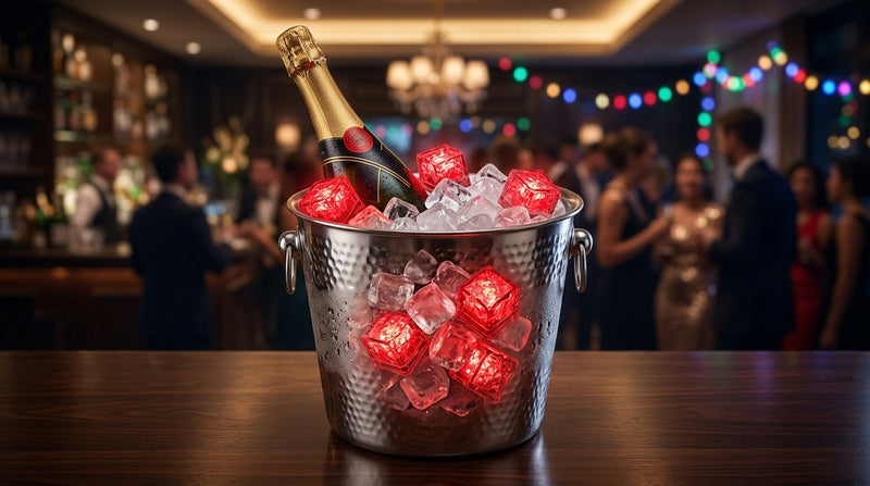 LED Light Up Glowing Cube for Drinks - Red 6pc set-5