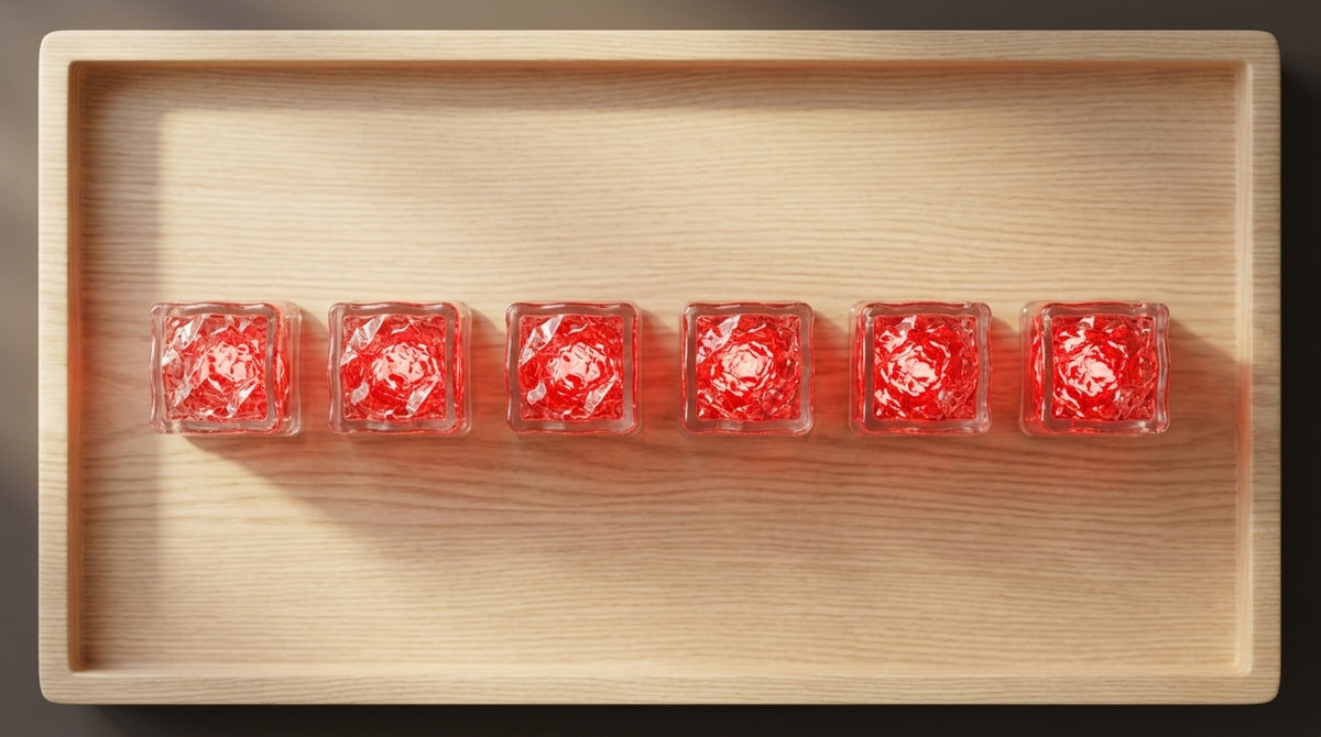 LED Light Up Glowing Cube for Drinks - Red 6pc set-8