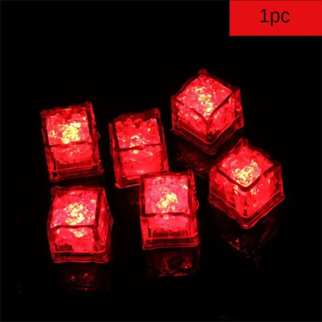 LED Light Up Glowing Cube for Drinks - Red 6pc set-7