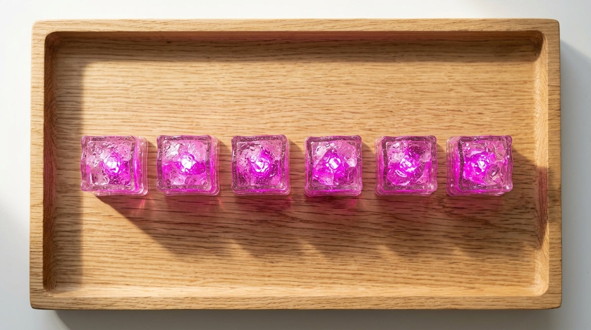 LED Light Up Glowing Cube for Drinks - Pink 6pc set-3