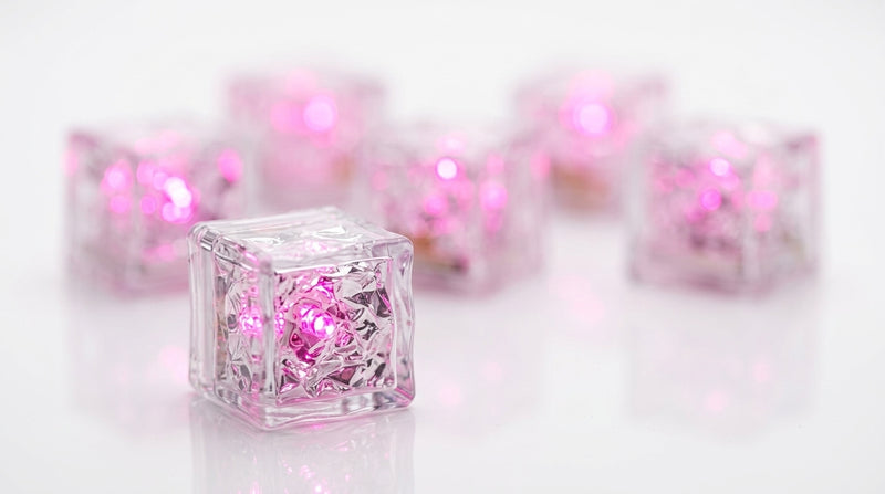 LED Light Up Glowing Cube for Drinks - Pink 6pc set-6