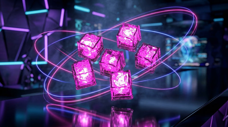 LED Light Up Glowing Cube for Drinks - Pink 6pc set-7