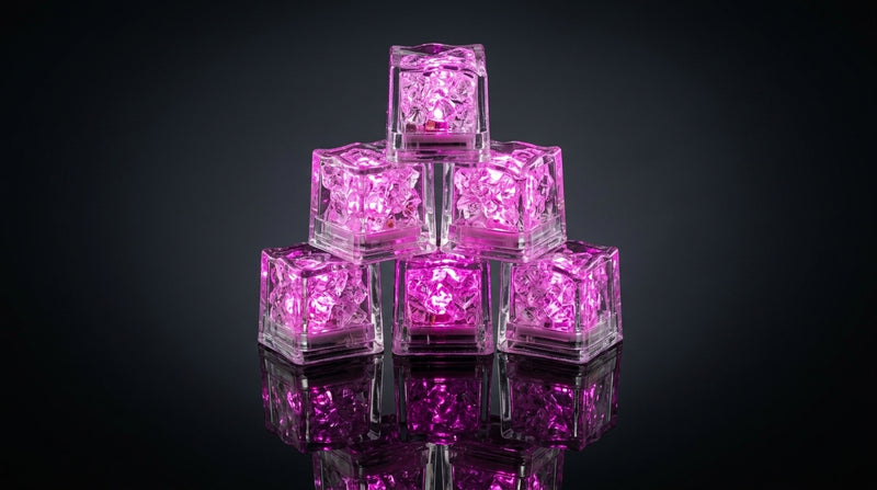 LED Light Up Glowing Cube for Drinks - Pink 6pc set-4
