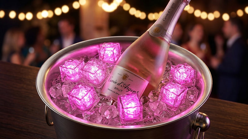 LED Light Up Glowing Cube for Drinks - Pink 6pc set-5