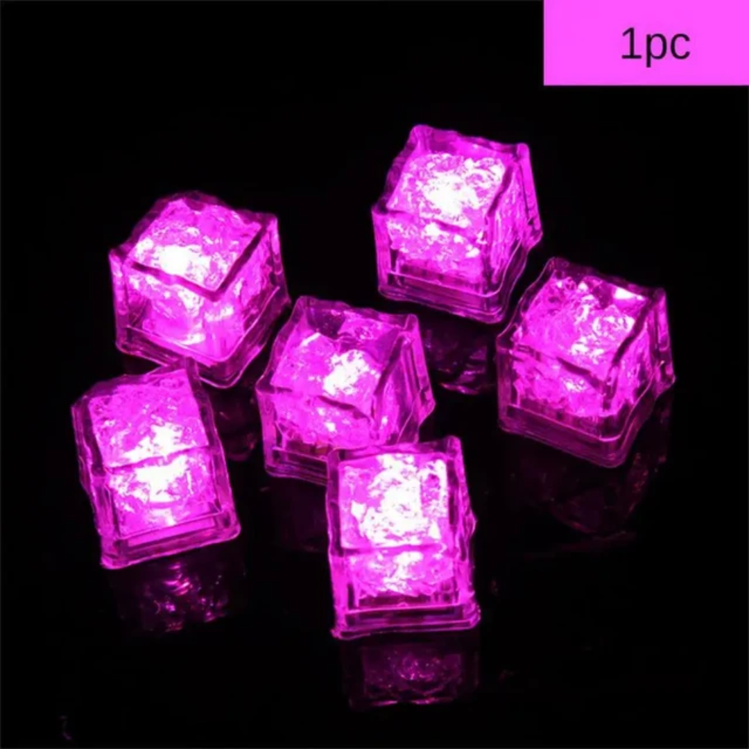 LED Light Up Glowing Cube for Drinks - Pink 6pc set-8