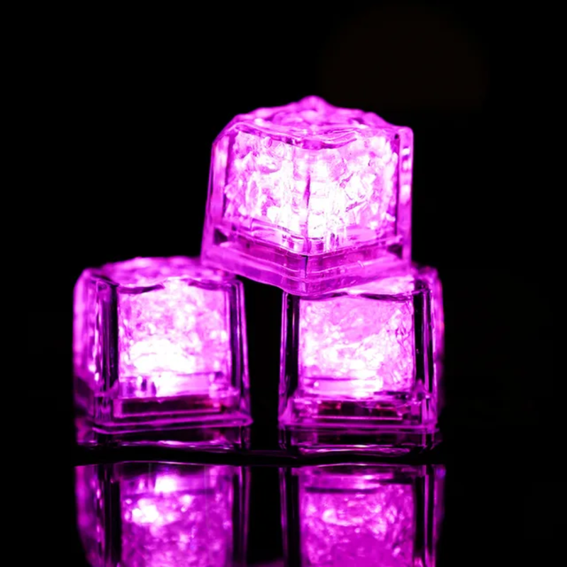 LED Light Up Glowing Cube for Drinks - Pink 6pc set-9
