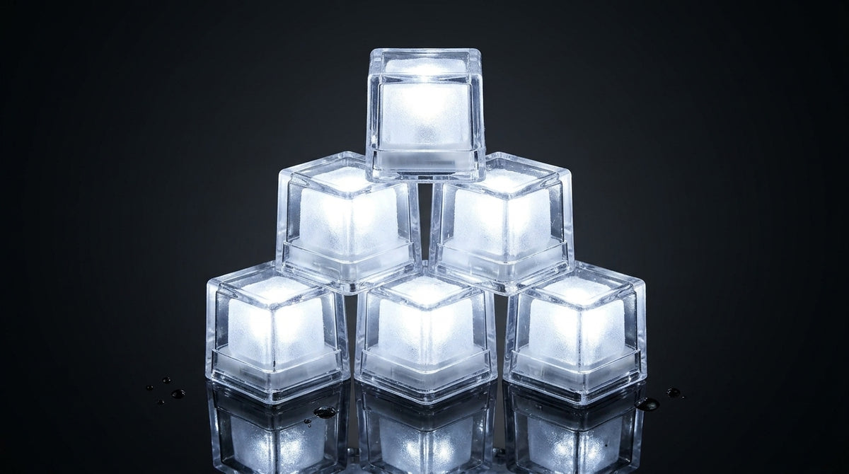 LED Light Up Glowing Cube for Drinks - White 6pc set-3
