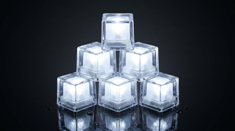 LED Light Up Glowing Cube for Drinks - White 6pc set-3