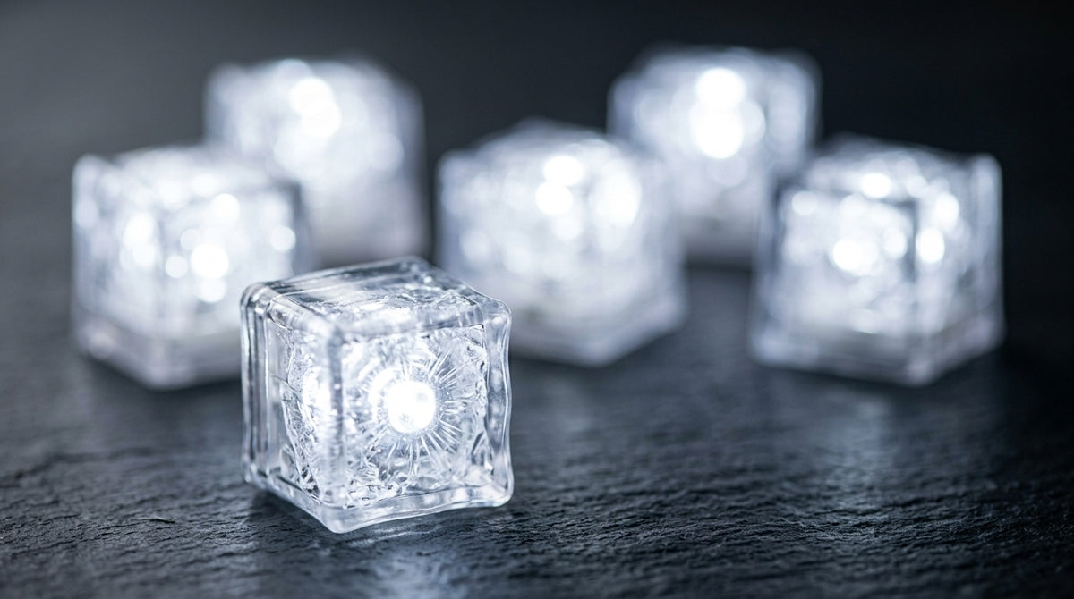 LED Light Up Glowing Cube for Drinks - White 6pc set-4