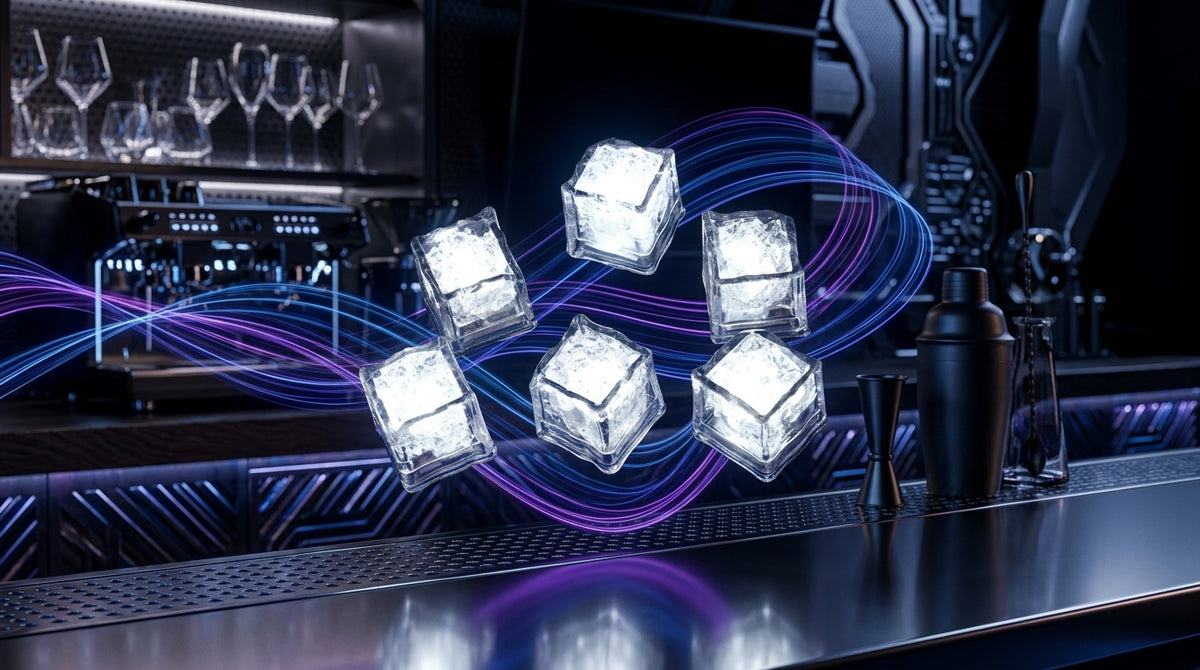 LED Light Up Glowing Cube for Drinks - White 6pc set-6