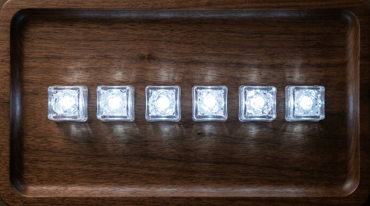 LED Light Up Glowing Cube for Drinks - White 6pc set-7