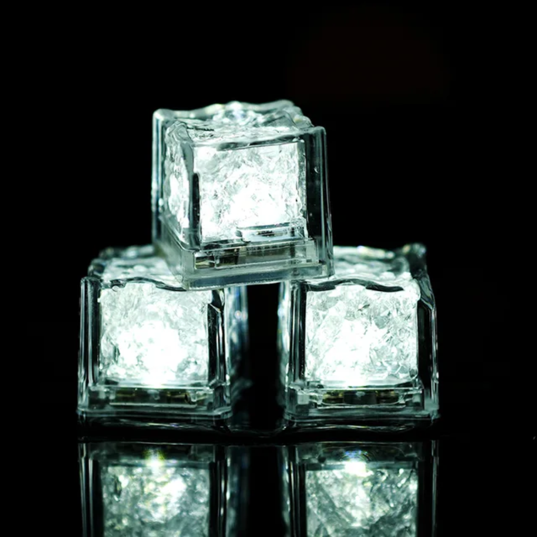 LED Light Up Glowing Cube for Drinks - White 6pc set-8