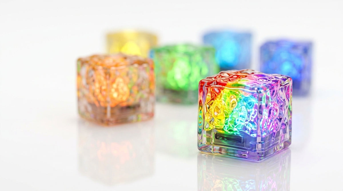 LED Light Up Glowing Cube for Drinks - Multicolour Slow 6pc set-5
