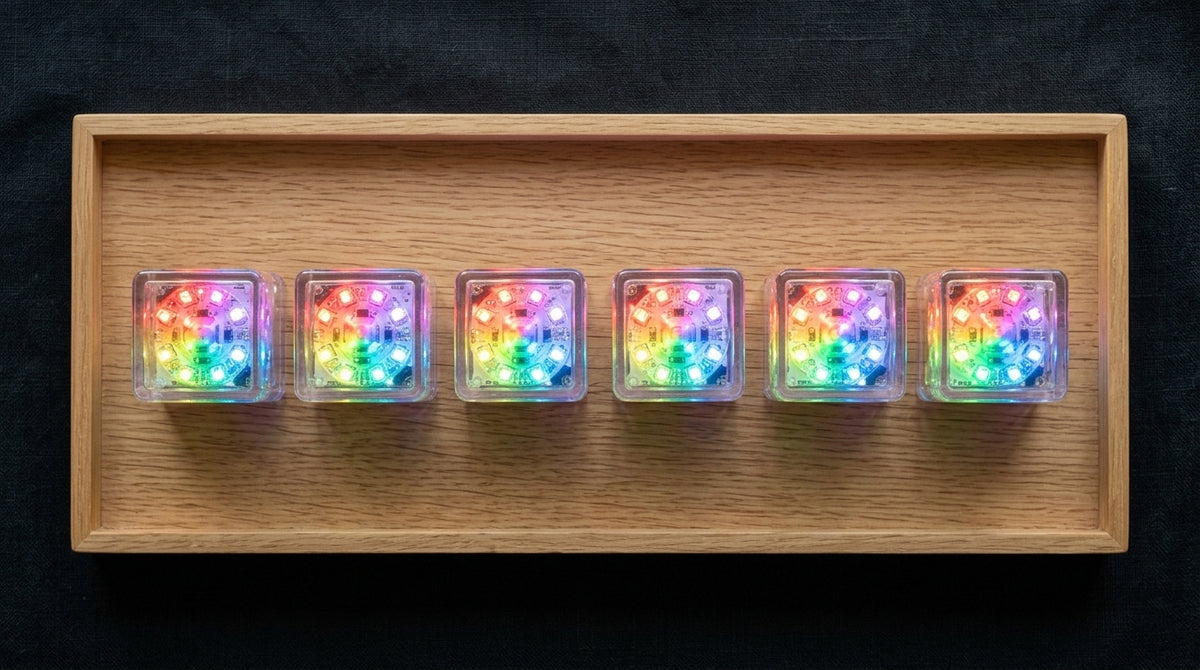 LED Light Up Glowing Cube for Drinks - Multicolour Flashing 6pc set-5