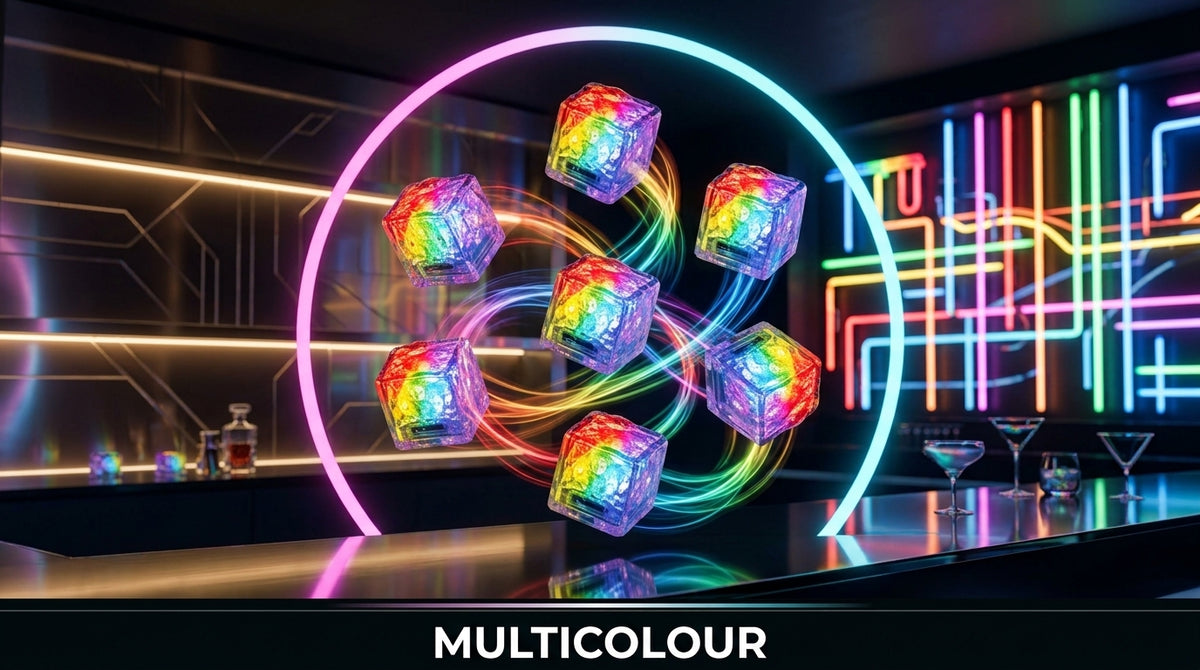LED Light Up Glowing Cube for Drinks - Multicolour Flashing 6pc set-7