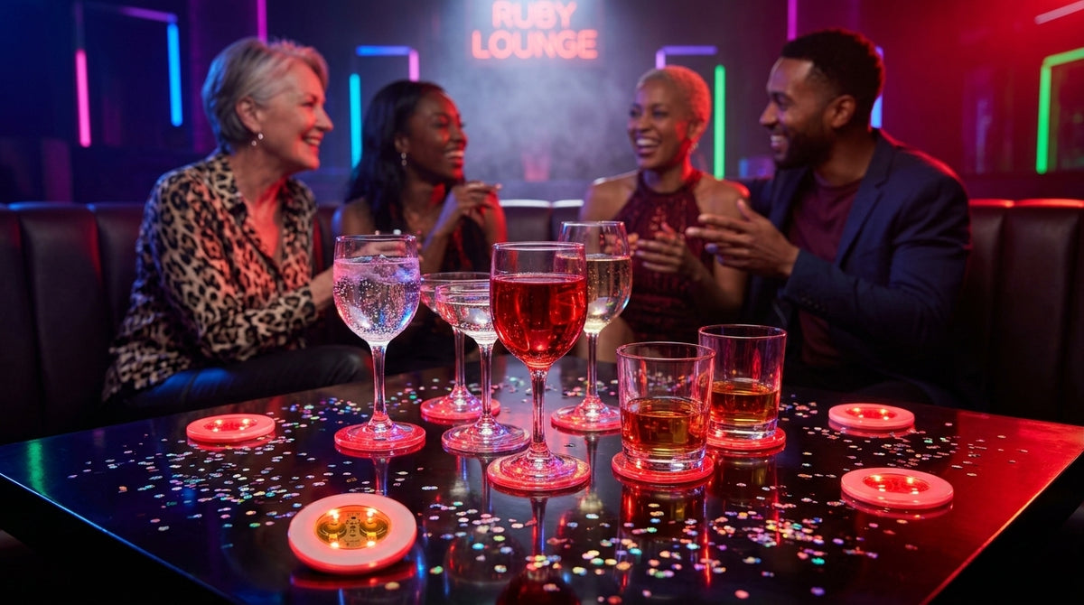 LED Light Up Coaster for Glass / Tumbler / Bottle - Red 10pc Set-9