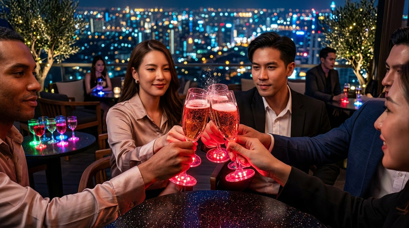 LED Light Up Coaster for Glass / Tumbler / Bottle - Red 10pc Set-4