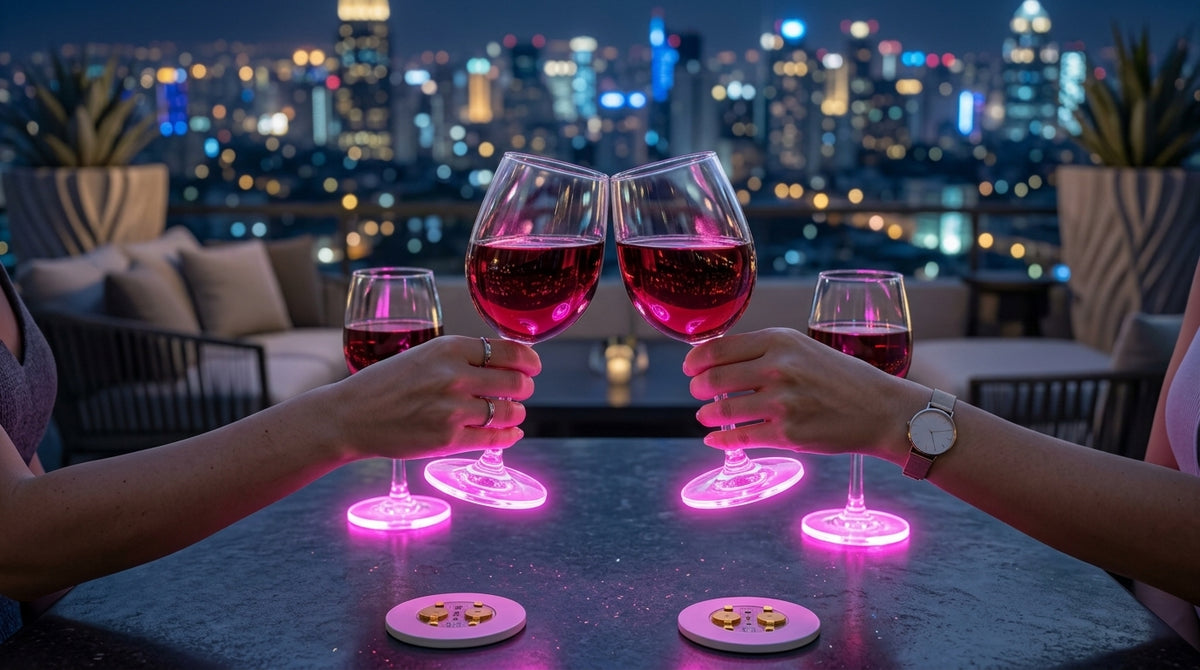LED Light Up Coaster for Glass / Tumbler / Bottle - Pink 10pc Set-5