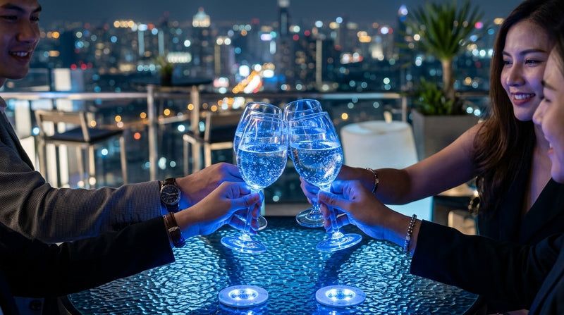 LED Light Up Coaster for Glass / Tumbler / Bottle - Blue 10pc Set-6