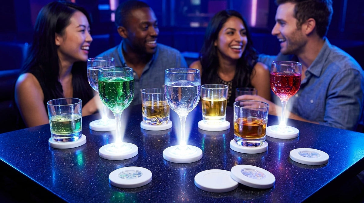 LED Light Up Coaster for Glass / Tumbler / Bottle - White 10pc Set-5