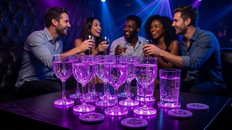 LED Light Up Coaster for Glass / Tumbler / Bottle - Purple 10pc Set-8