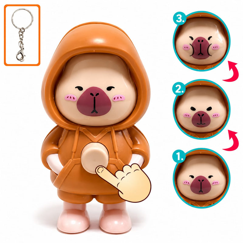 Face Changing Toy Keychain Brown – Cute Cartoon Mystery Face Changing Figurine, Trendy Portable Backpack Accessory, Fun Gift for Kids, Teens & Anime Fans-2