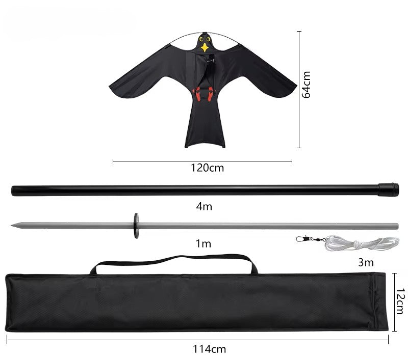 Flying Eagle Bird Repellent Kite with 4M Adjustable Pole & Stake | Garden Lawn Pigeon & Bird Scarer for Flats, Villas & Row Houses-3
