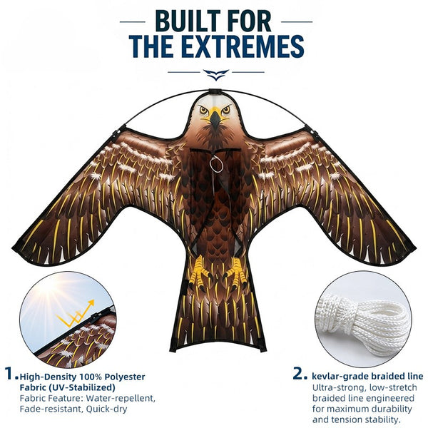 Flying Hawk Bird Repellent Kite with 4M Adjustable Pole & Stake | Garden Lawn Pigeon & Bird Scarer for Flats, Villas & Row Houses