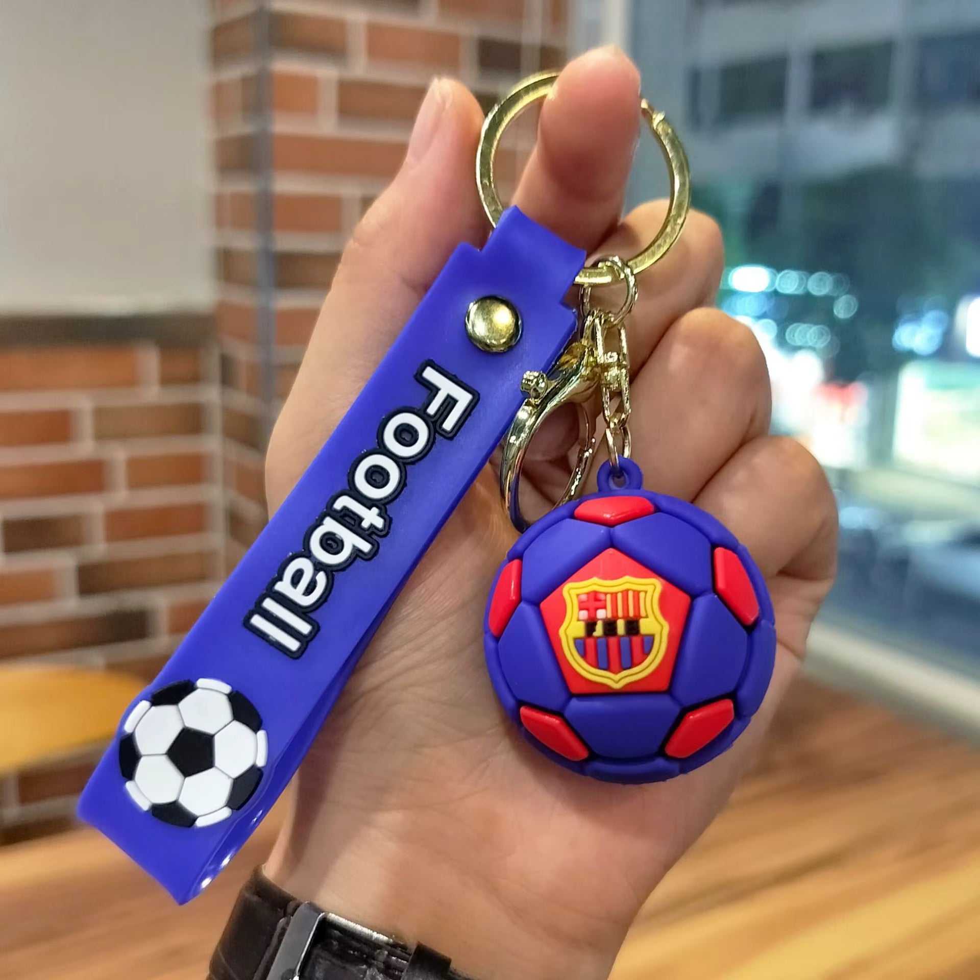 Premium Football Blue - Bag Charm with Wrist Strap Keychain-1