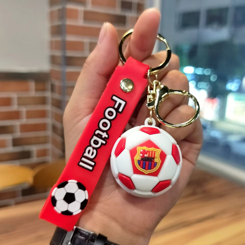 Premium Football White and Red - Bag Charm with Wrist Strap Keychain-1