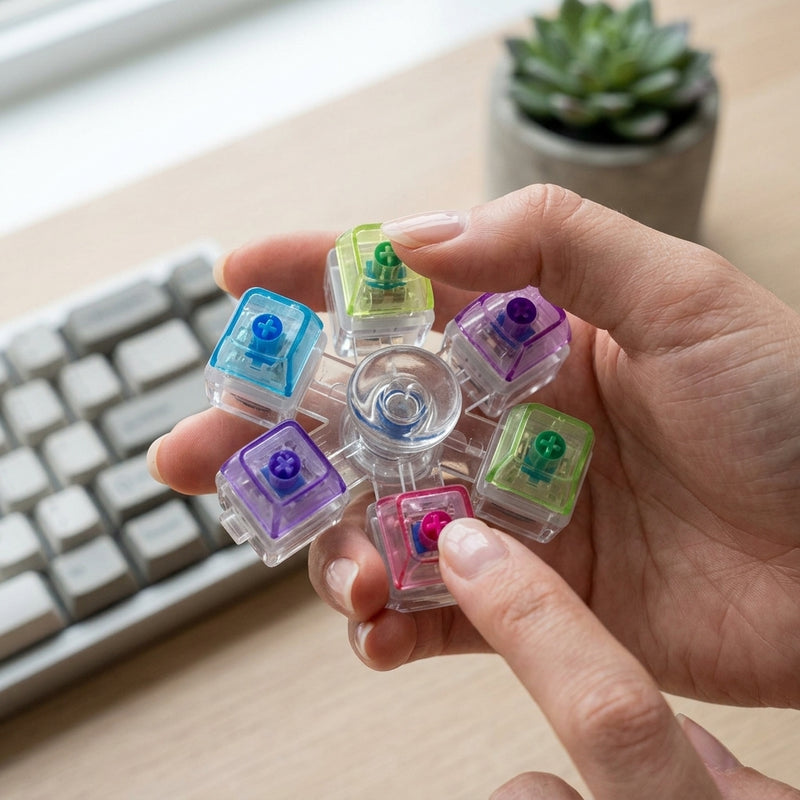 6 Key Light Up Spinning Top Keychain-6