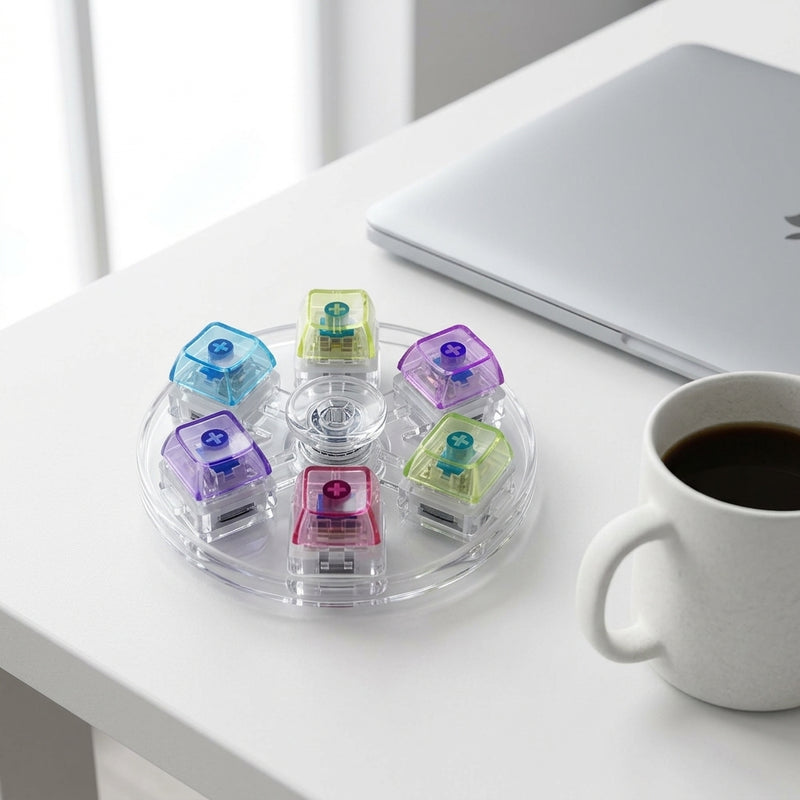 6 Key Light Up Spinning Top Keychain-4