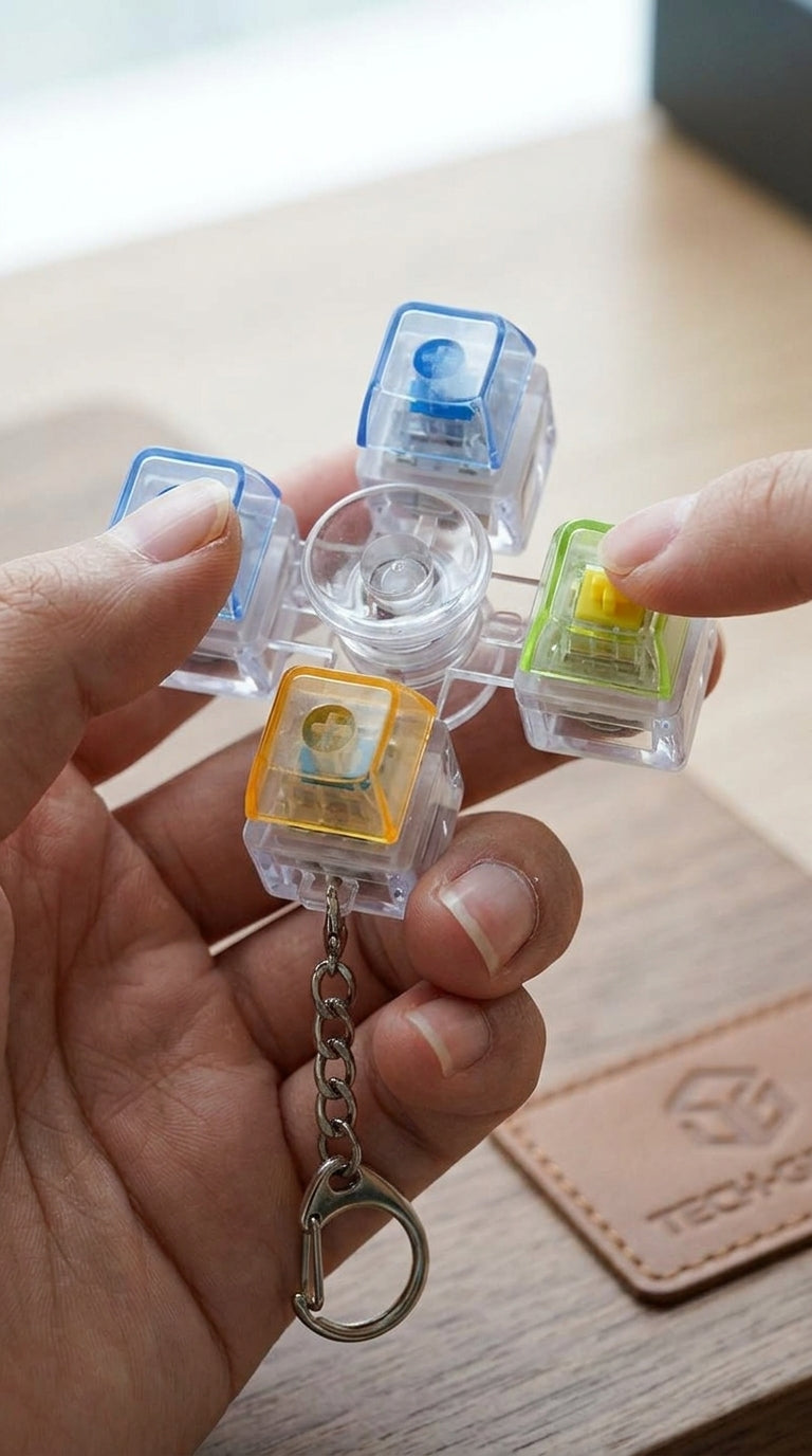 4 Key Light Up Spinning Top Keychain-1