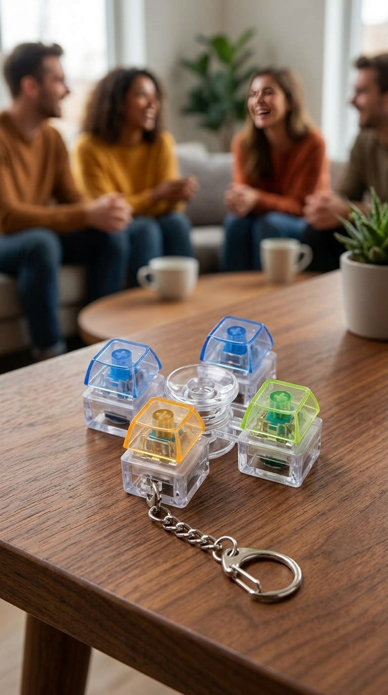 4 Key Light Up Spinning Top Keychain-5