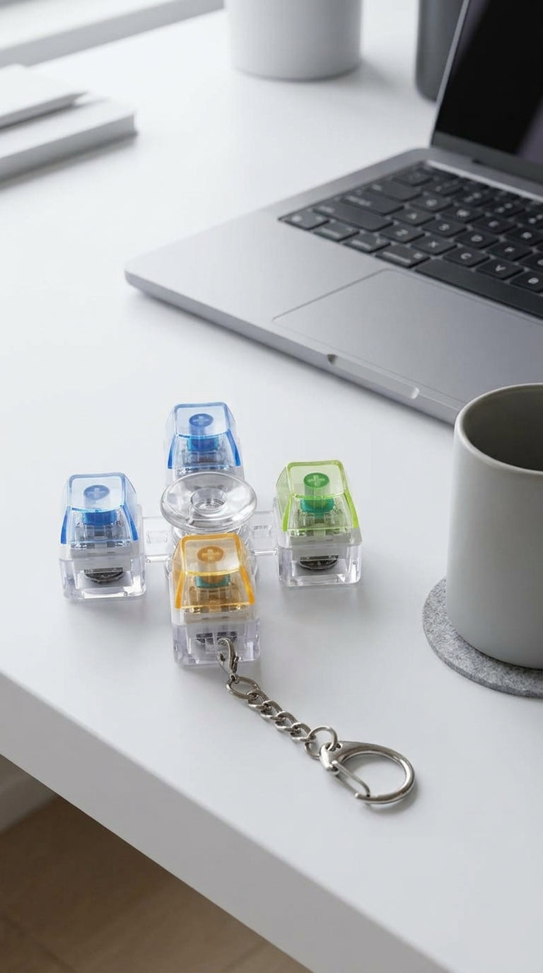4 Key Light Up Spinning Top Keychain-7
