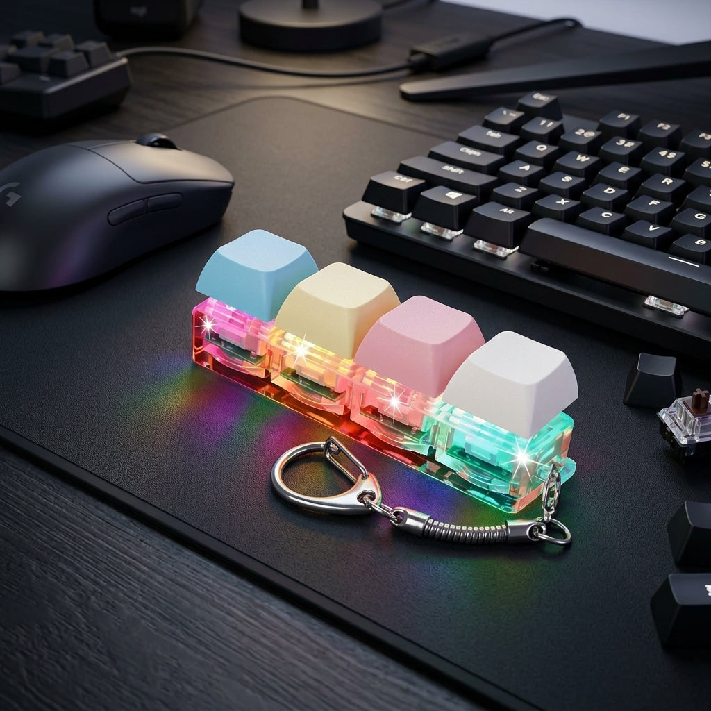 4 Key Light Up Multicolour Keycap Keychain-6