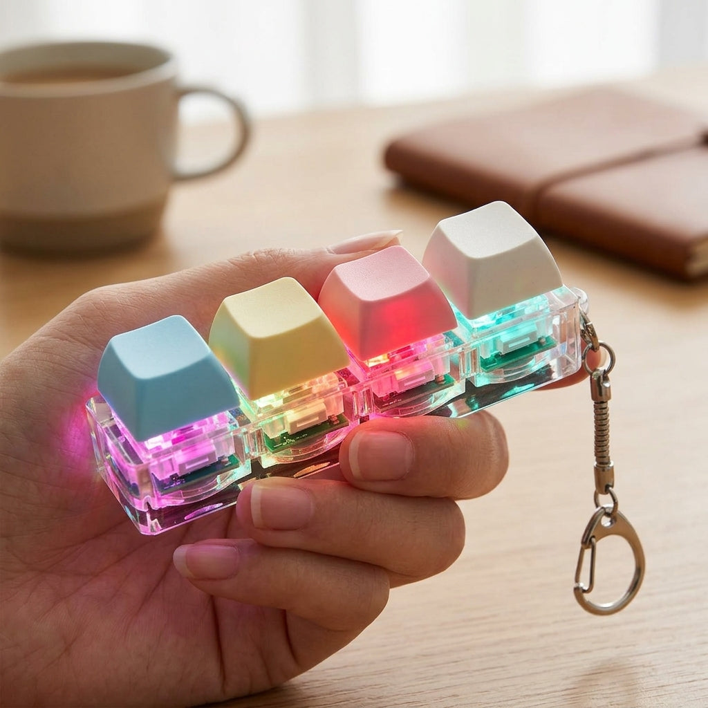 4 Key Light Up Multicolour Keycap Keychain-1
