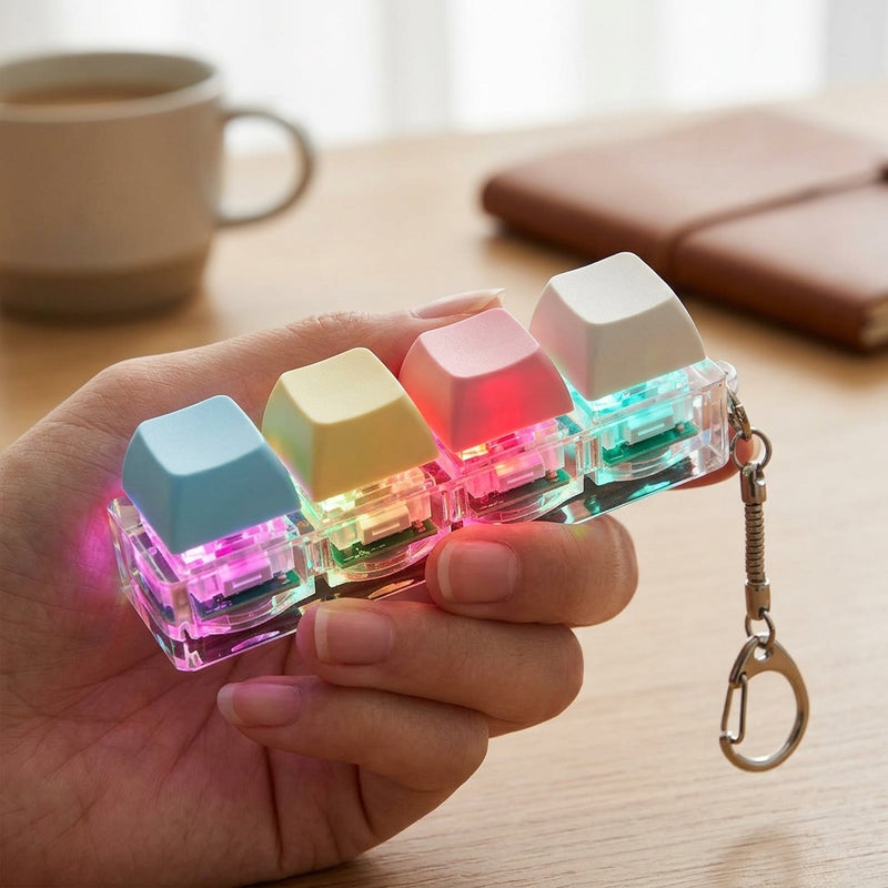 4 Key Light Up Multicolour Keycap Keychain-1