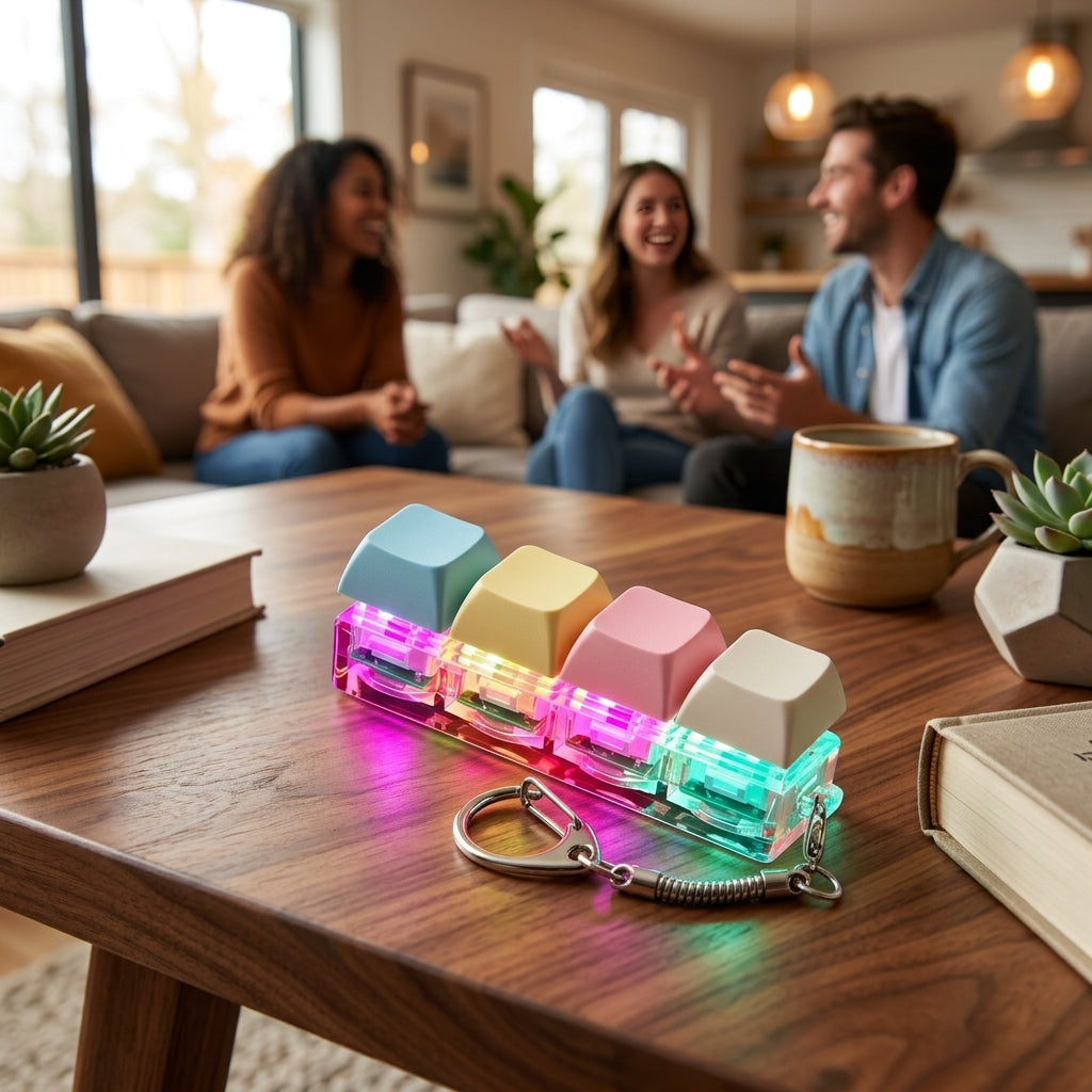 4 Key Light Up Multicolour Keycap Keychain-7