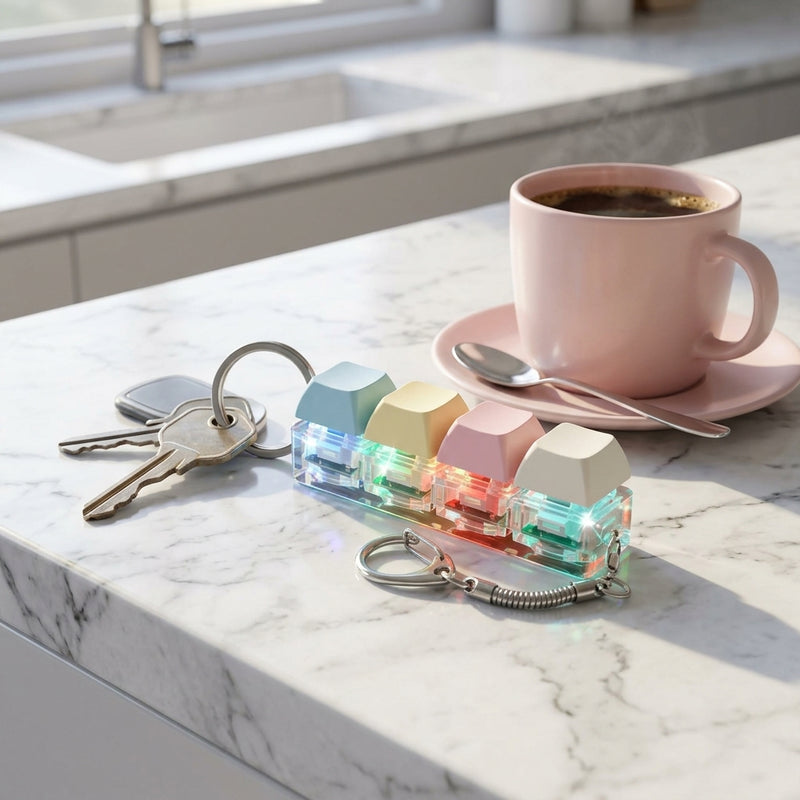 4 Key Light Up Multicolour Keycap Keychain-8